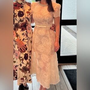 Self-Portrait Lace Midi Dress in Cream